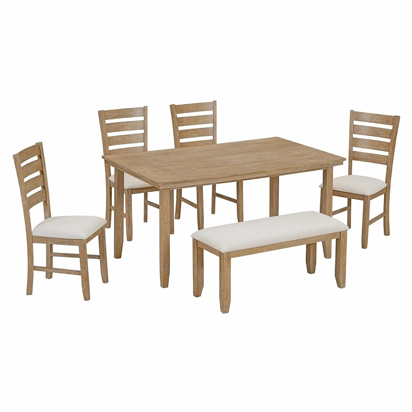 6-Piece Dining Table Set with Bench, Customized