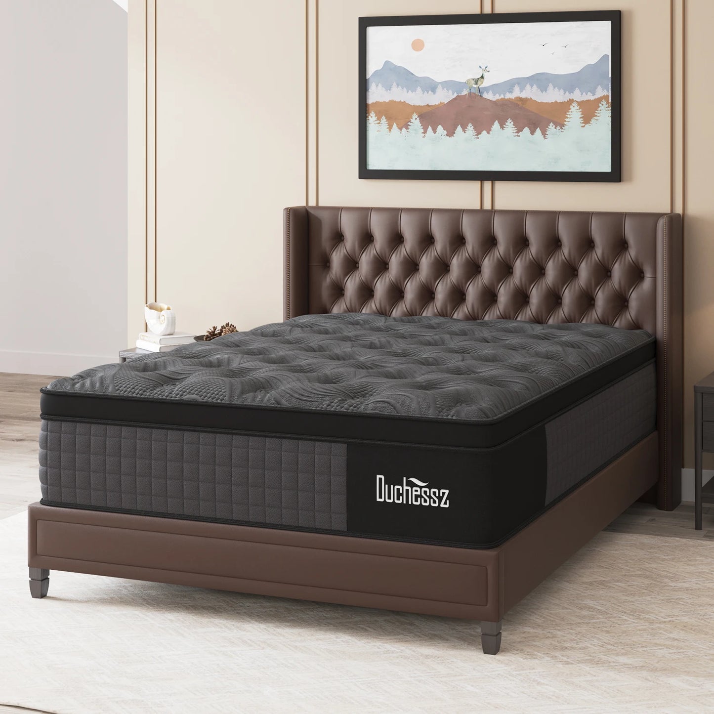 14" Twin Full King Queen Size Mattress in a Box Hybrid Spring Memory Foam,Euro Top Mattresses Medium Firm for Motion Isolat