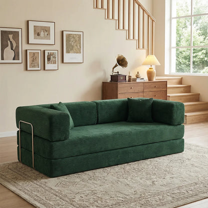 Queen Size 79' Convertible Couch 4-in-1 Folding Corduroy Futon Bed