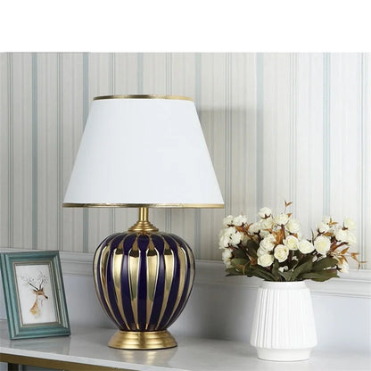 BRIGHT Copper Table Lamps Ceramic Luxury Modern Fabric for Foyer,  Living Room,, Creative Bed Room