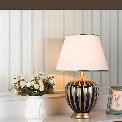 BRIGHT Copper Table Lamps Ceramic Luxury Modern Fabric for Foyer,  Living Room,, Creative Bed Room