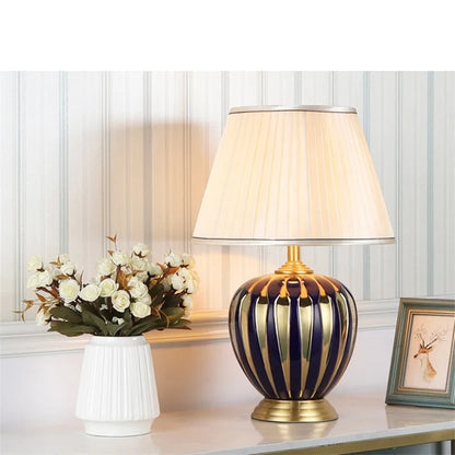 BRIGHT Copper Table Lamps Ceramic Luxury Modern Fabric for Foyer,  Living Room,, Creative Bed Room