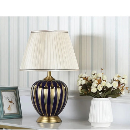 BRIGHT Copper Table Lamps Ceramic Luxury Modern Fabric for Foyer,  Living Room,, Creative Bed Room