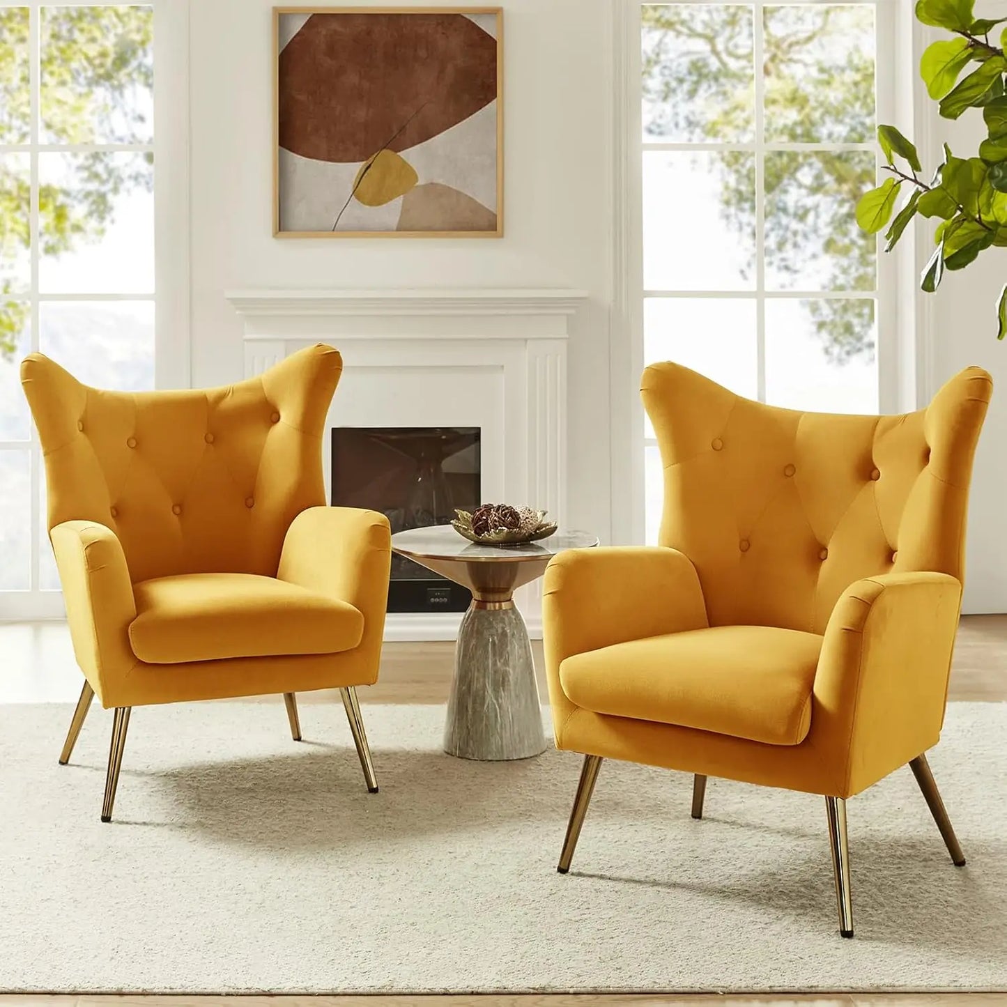 Velvet Accent Chair, Modern Wingback, Velvet Tufted Upholstered, Customized