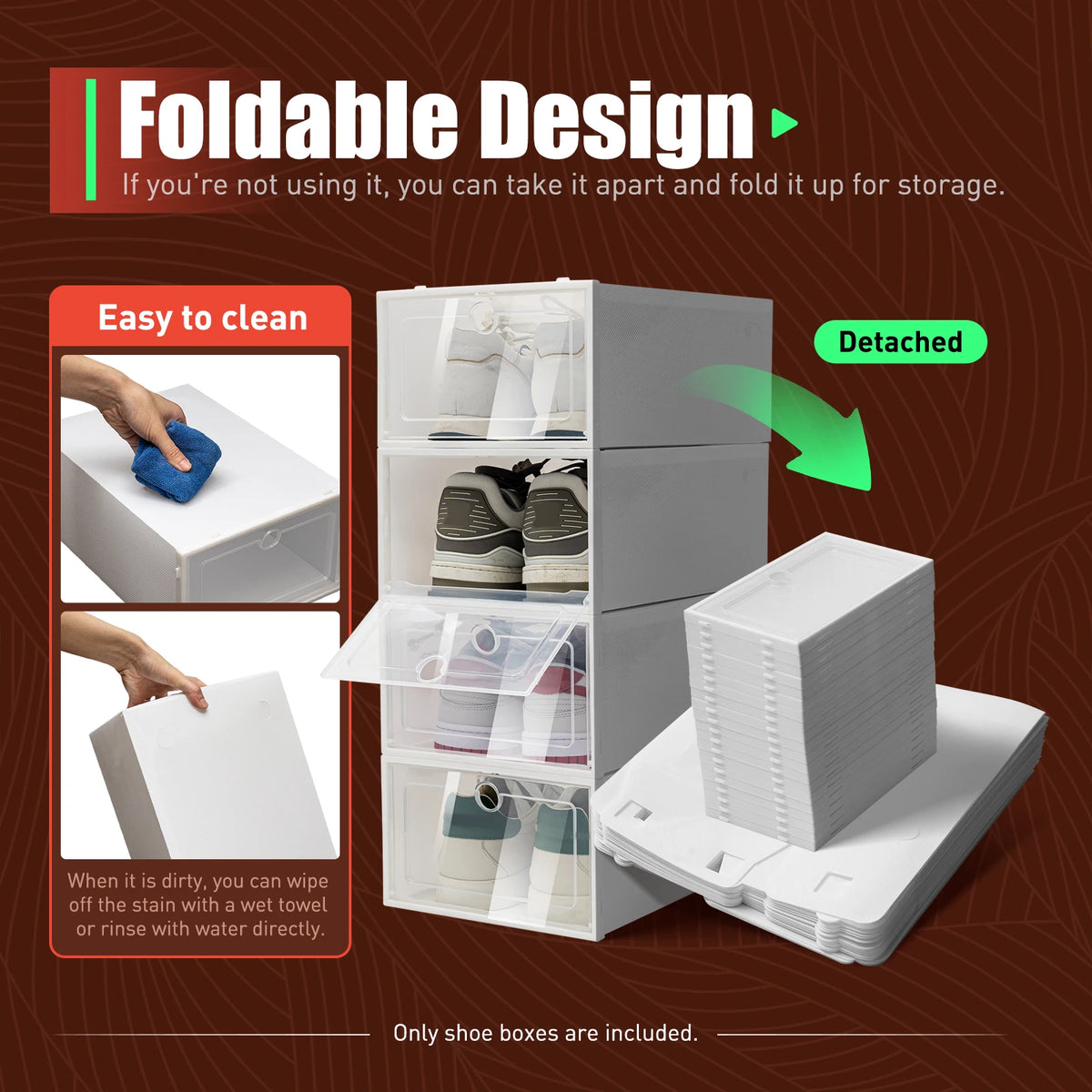 20PCS/24PCS Foldable Flip Clear Shoe Case Home Organizer 33*23*14cm
