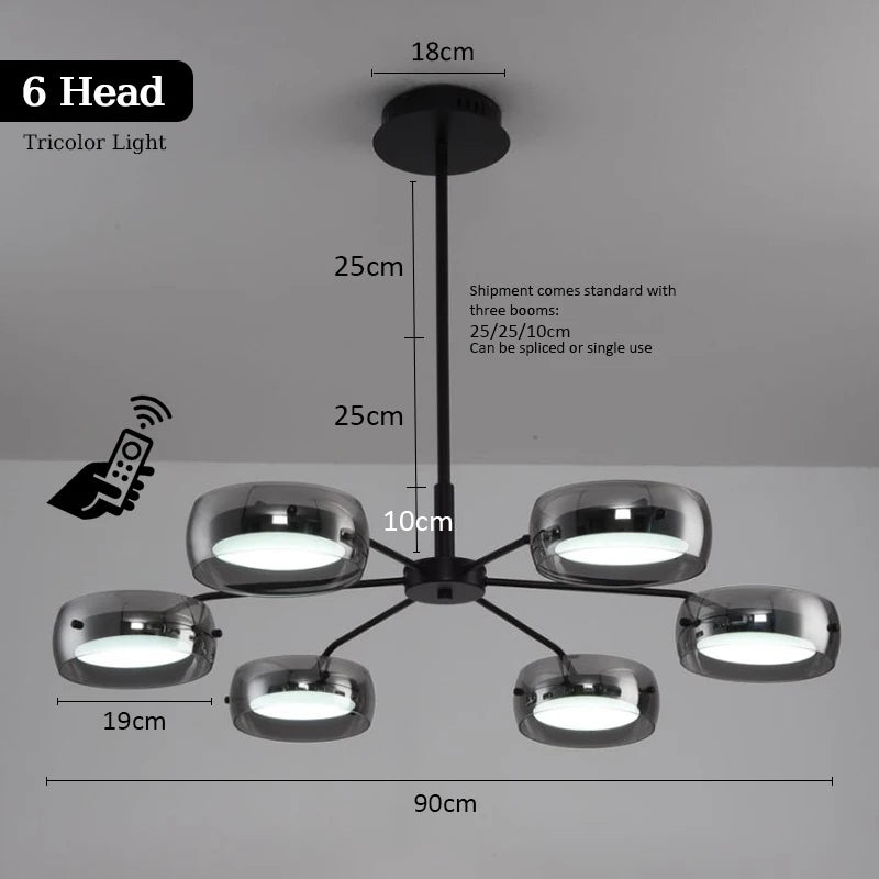 LED Modern Chandelier  With Remote Control 3 Pendant, Minimalist Dining Table Pendant Lights
