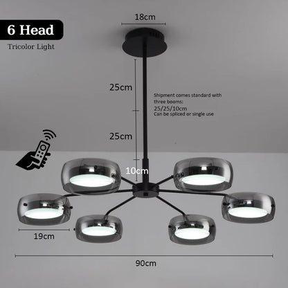 LED Modern Chandelier  With Remote Control 3 Pendant, Minimalist Dining Table Pendant Lights