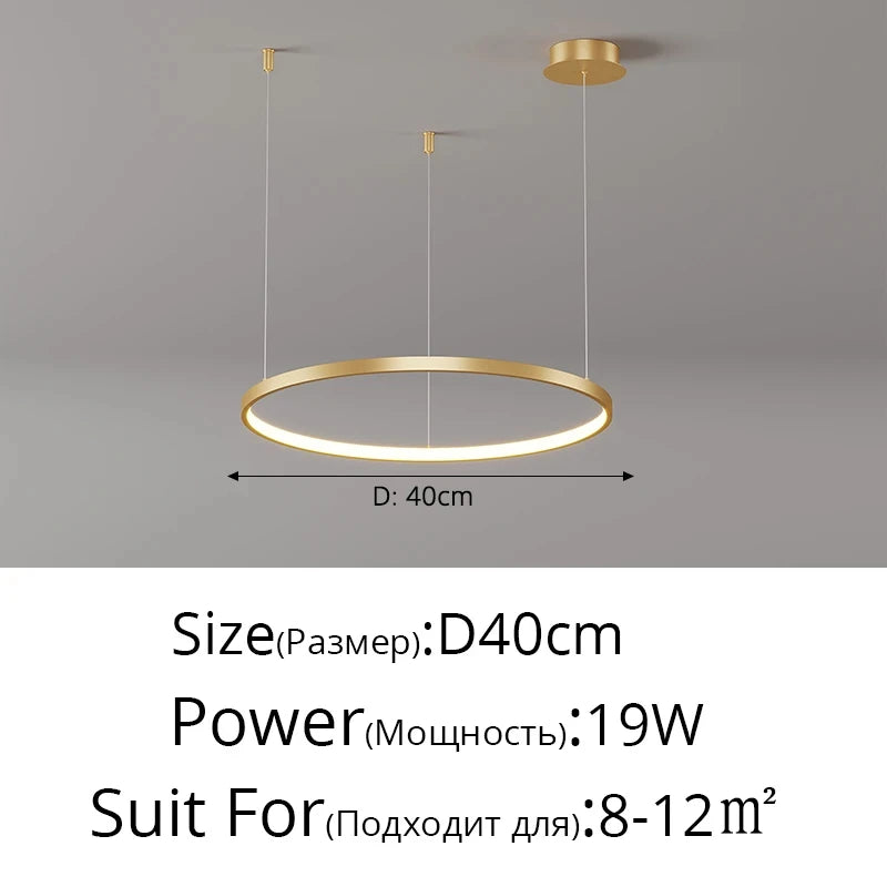 Black Rings Simple Style Modern Pendant Light,  Minimalist Chandelier Living room Dimmable Remote Lamp