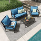 Oversized Patio Set w Deep Seating, Water Repellent Cushions,