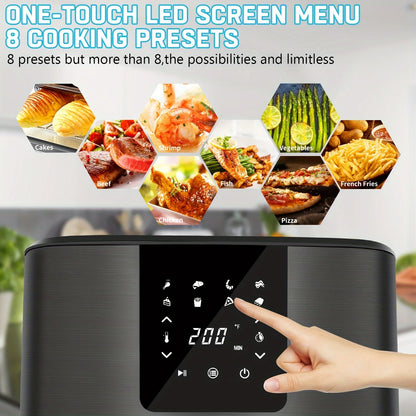 KitCook Large, 1500W 7QT AirFryer, Adjustable Temperature 100-400°F, 8 Presets Menu, Digital Touch Screen