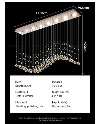 Suspension Lighting Living Room Pendant Lamp for Kitchen Over the Table Crystal Chandelier Pendants