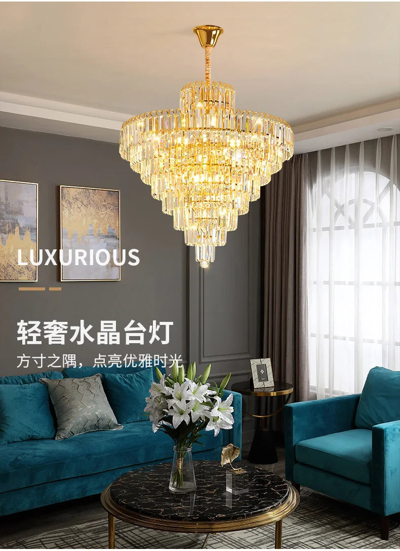 Luxury French Gold Crystal Chandeliers Lighting for Living Room Ceiling Pendant,  Dining Table Light Fixtures