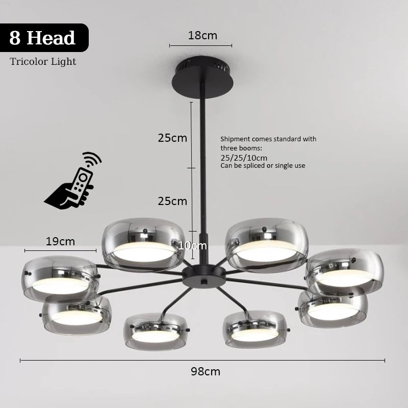 LED Modern Chandelier  With Remote Control 3 Pendant, Minimalist Dining Table Pendant Lights