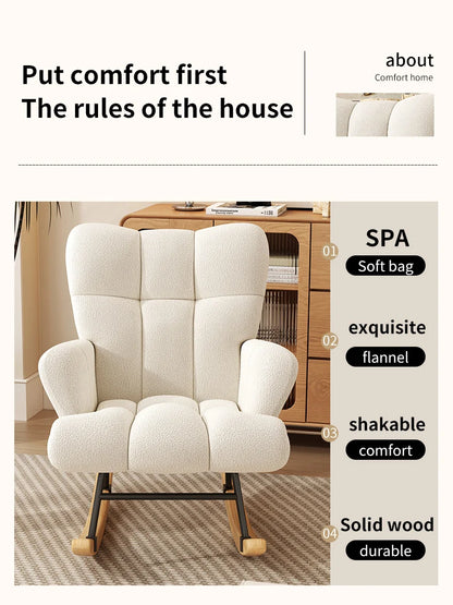 Rocking Chair, Velvet Fabric, Solid Wood,  Rocking Chair