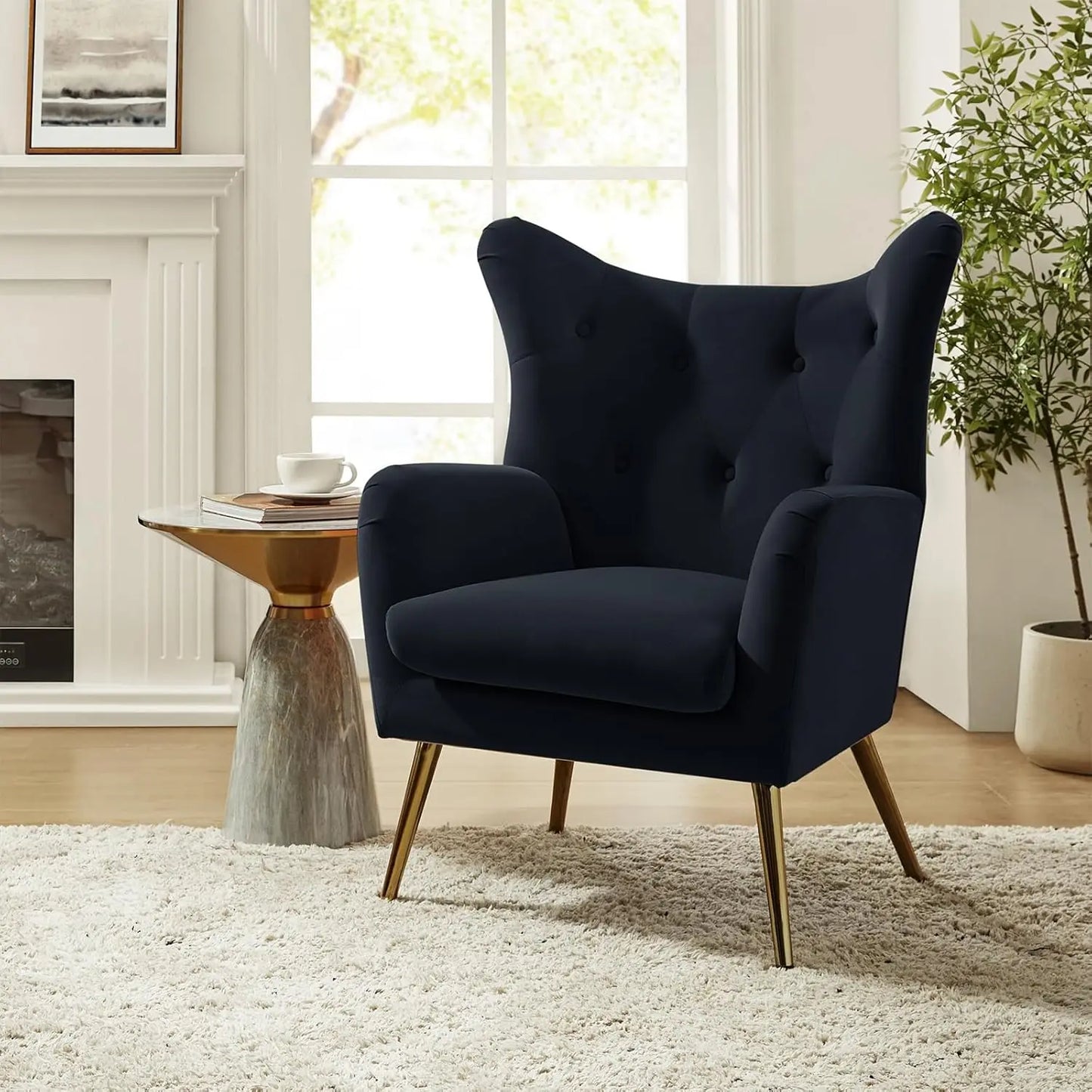 Velvet Accent Chair, Modern Wingback, Velvet Tufted Upholstered, Customized