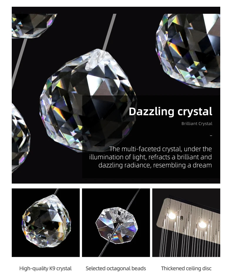 Suspension Lighting Living Room Pendant Lamp for Kitchen Over the Table Crystal Chandelier Pendants