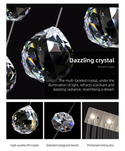 Suspension Lighting Living Room Pendant Lamp for Kitchen Over the Table Crystal Chandelier Pendants