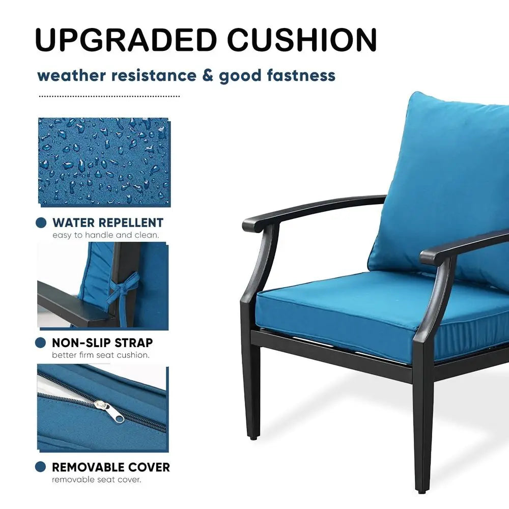 Oversized Patio Set w Deep Seating, Water Repellent Cushions,