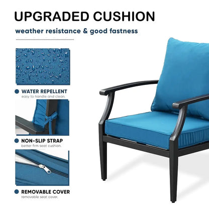 Oversized Patio Set w Deep Seating, Water Repellent Cushions,