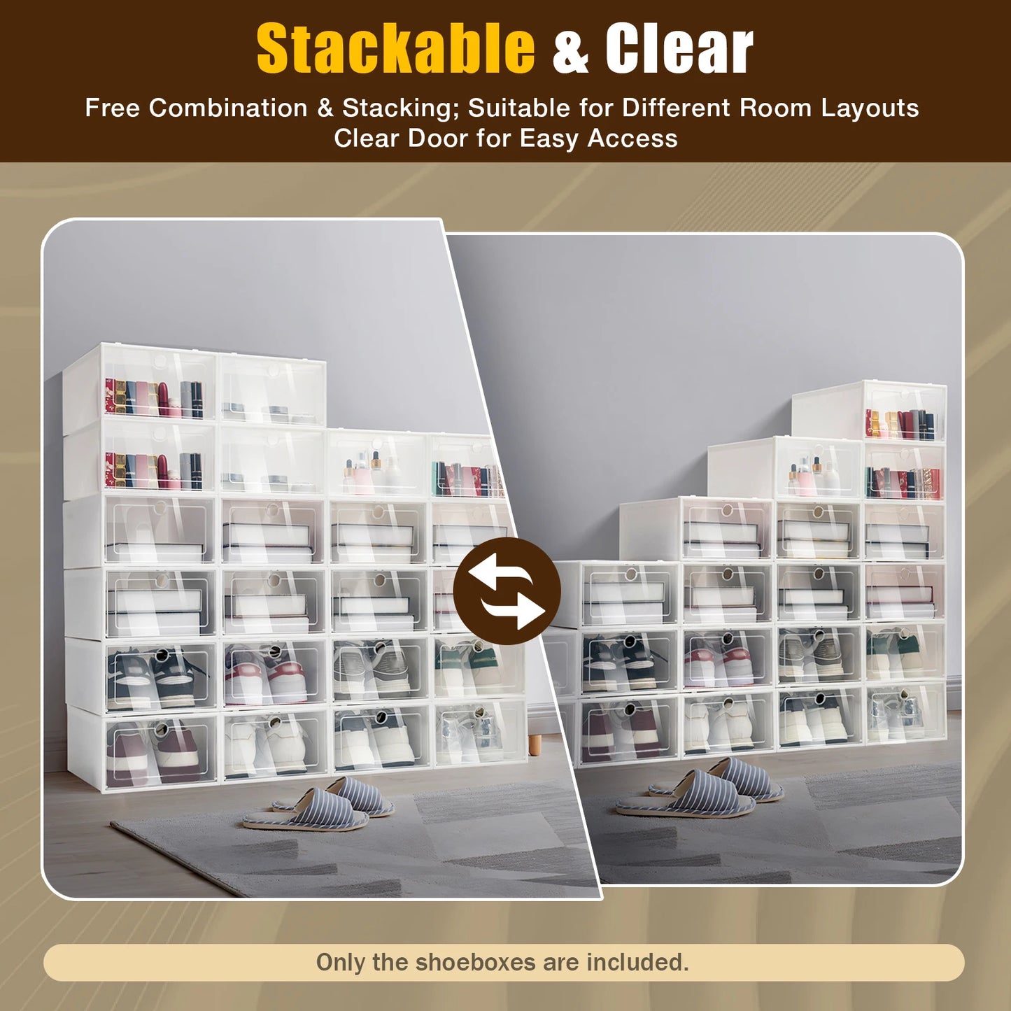 20PCS/24PCS Foldable Flip Clear Shoe Case Home Organizer 33*23*14cm
