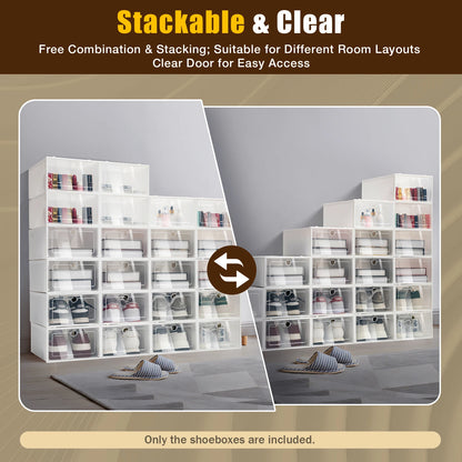 20PCS/24PCS Foldable Flip Clear Shoe Case Home Organizer 33*23*14cm