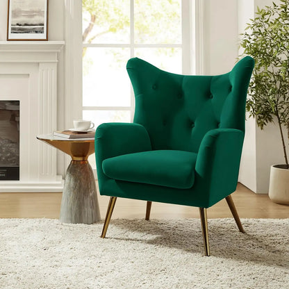 Velvet Accent Chair, Modern Wingback, Velvet Tufted Upholstered, Customized