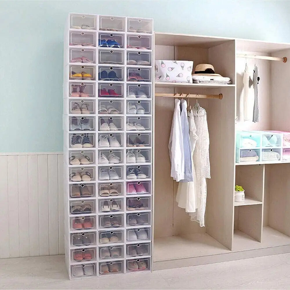20PCS/24PCS Foldable Flip Clear Shoe Case Home Organizer 33*23*14cm