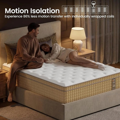 Extra Firm Mattress, 14 Inch Hybrid-Extra Lumbar & Spinal Alignment, Cooling Gel Bed