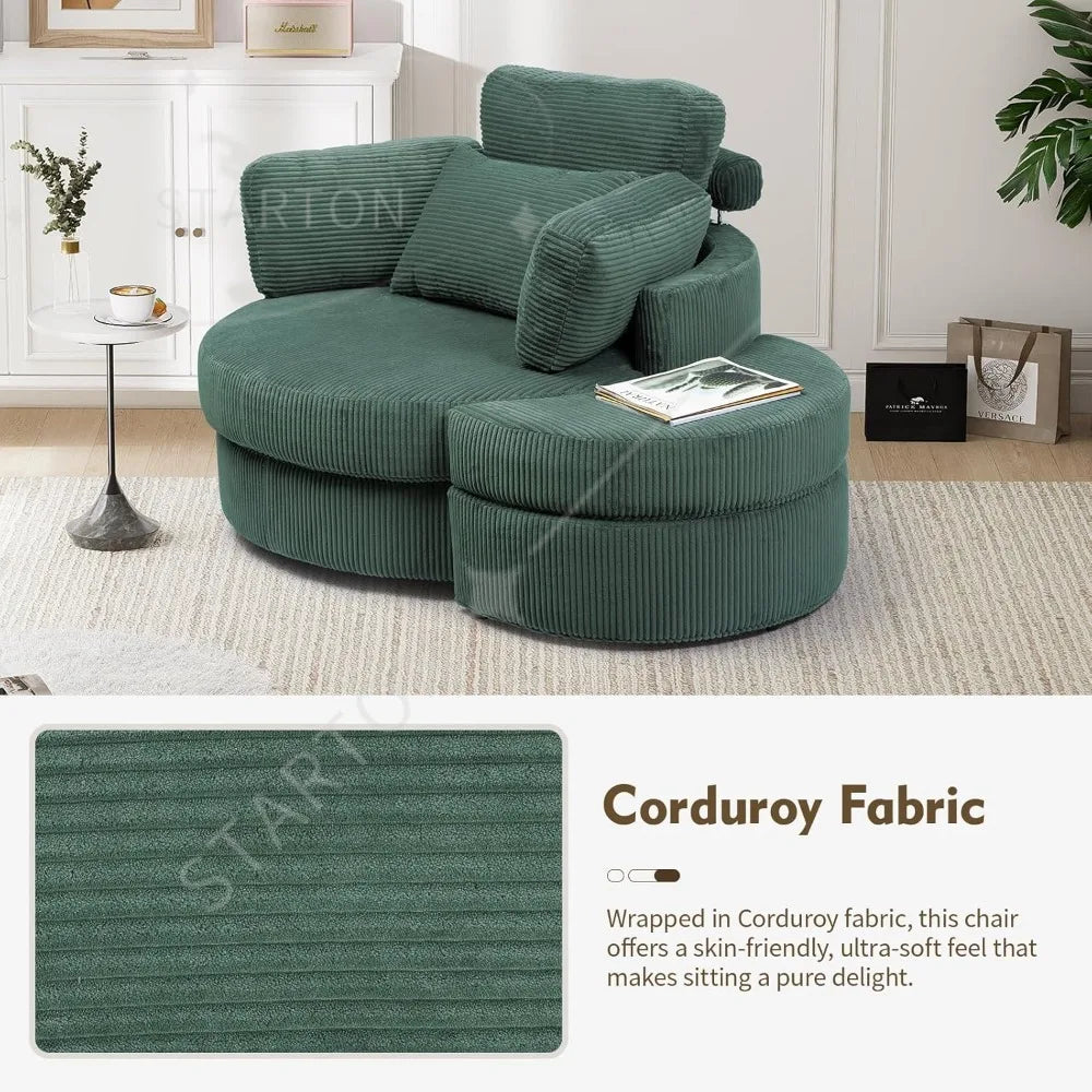 41.3" Swivel Accent Chair,with USB Charging Port, with Ottoman