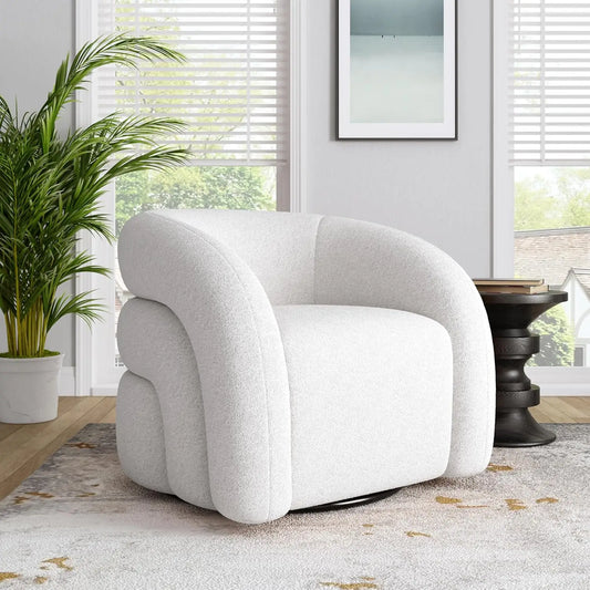 Comfy Swivel Boucle Barrel Armchair, Customized
