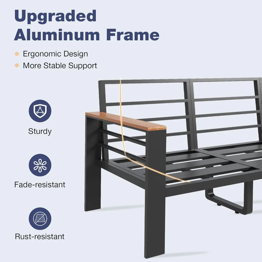 Aluminum Patio Furniture, Oversized Sectional, Washable Thick Cushions, Coffee Table