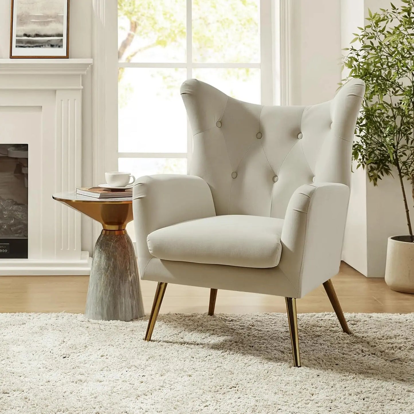 Velvet Accent Chair, Modern Wingback, Velvet Tufted Upholstered, Customized