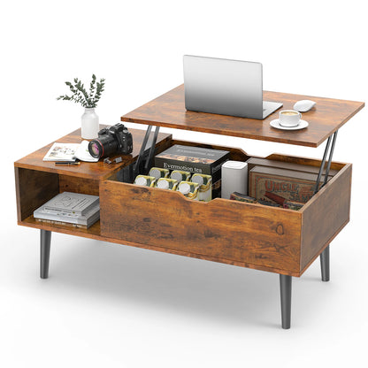 JHK Lift Top 39.37"x19.7" Desk Tea Wood Dining Tables Adjustable Storage Shelf Easy Lift Or Lower