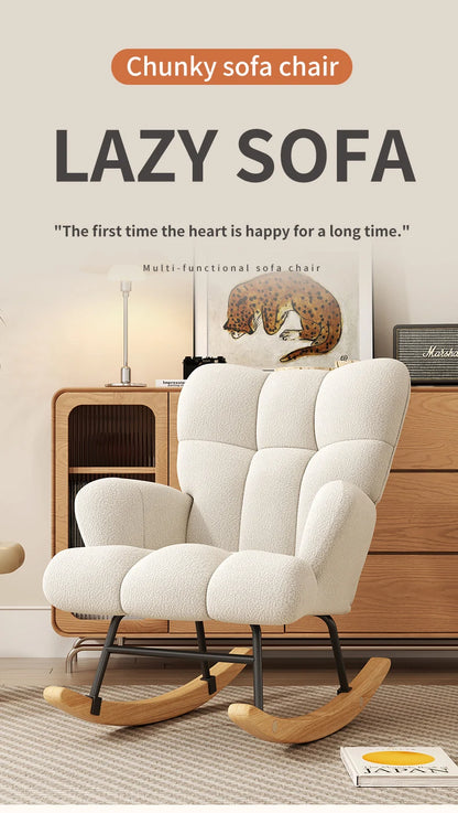 Rocking Chair, Velvet Fabric, Solid Wood,  Rocking Chair
