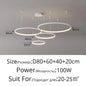Black Rings Simple Style Modern Pendant Light,  Minimalist Chandelier Living room Dimmable Remote Lamp