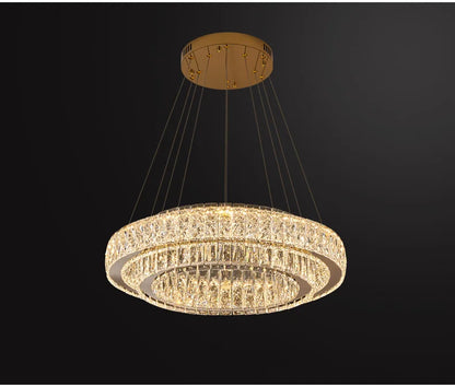 Luxury Gold Ring LED Crystal Chandeliers  Living Dining Room Villa Decoration, Pendant Lights