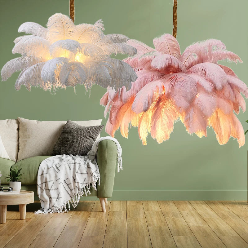 Modern Feather Pendant Light Nordic Chandelier Ceiling Lamp for Living Room Bedroom Light Fixture