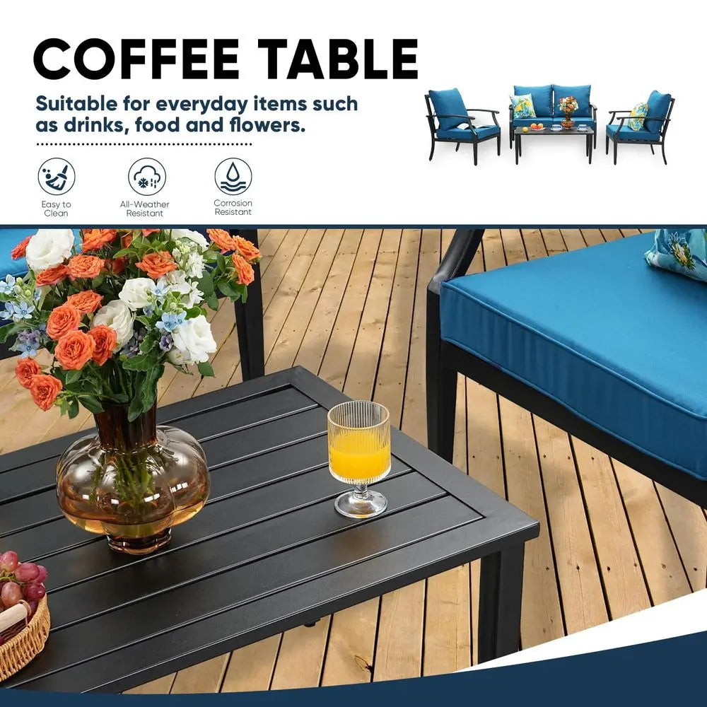 Oversized Patio Set w Deep Seating, Water Repellent Cushions,