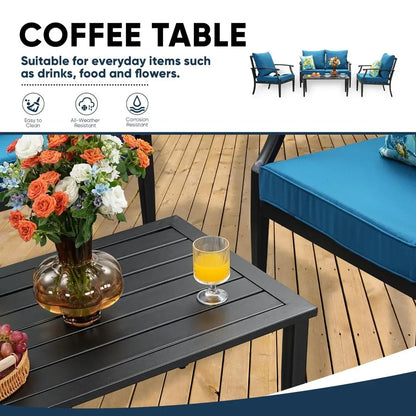 Oversized Patio Set w Deep Seating, Water Repellent Cushions,