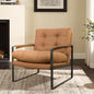 Genuine Leathe Mid Century Armchair Black Metal Frame, Customized