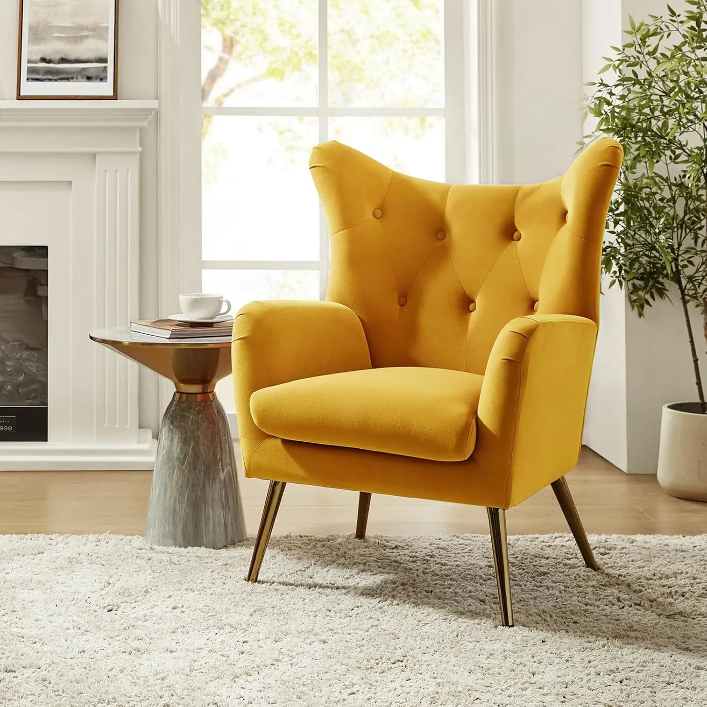 Velvet Accent Chair, Modern Wingback, Velvet Tufted Upholstered, Customized