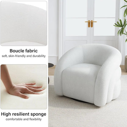 Comfy Swivel Boucle Barrel Armchair, Customized