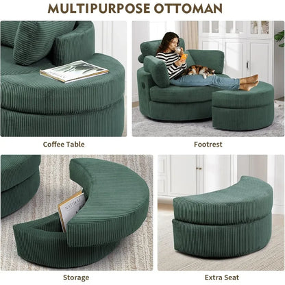 41.3" Swivel Accent Chair,with USB Charging Port, with Ottoman