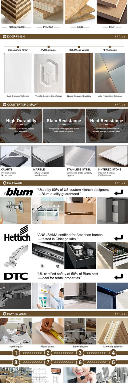 Custom High Quality Italian Luxury Design Furniture Cabinets with Island Kitchen Remodeling Custom Cabinets