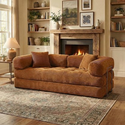 Queen Size 79' Convertible Couch 4-in-1 Folding Corduroy Futon Bed