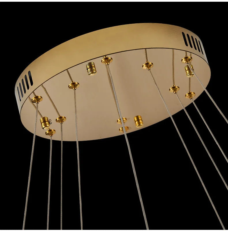 Luxury Gold Ring LED Crystal Chandeliers  Living Dining Room Villa Decoration, Pendant Lights