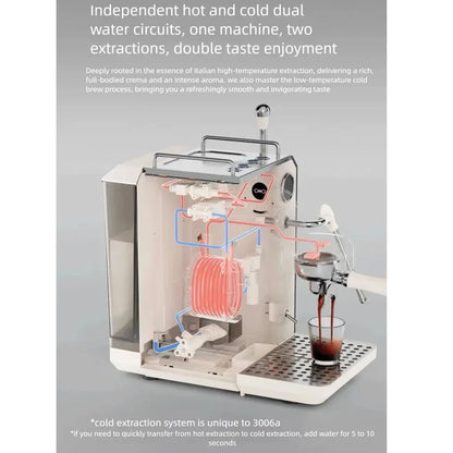 Gemilai G3006A Owl Hot and Cold Brew Semi-Automatic Coffee Machine, Small Freshly Ground for Home Use