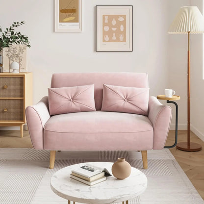 Loveseat, 47" Velvet Couch, Convertible Wooden Tray & Ergonomic Armrest, for Small Space, Apartment ,Customized
