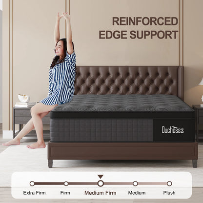 14" Twin Full King Queen Size Mattress in a Box Hybrid Spring Memory Foam,Euro Top Mattresses Medium Firm for Motion Isolat