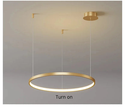 Black Rings Simple Style Modern Pendant Light,  Minimalist Chandelier Living room Dimmable Remote Lamp